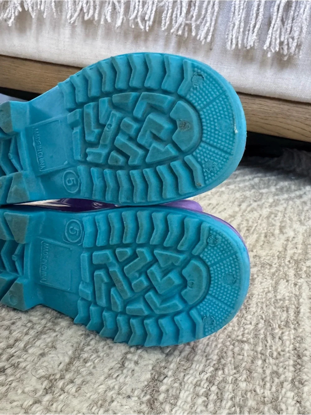 Toddler Purple Rain Boots with Blue Soles